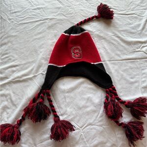 NC State Wolfpack- Red and Black Knit Beanie with Tassels